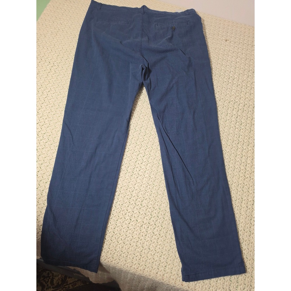Ben Sherman Slim Fit Pants Mens 38x32 Blue Stretch Glen Plaid Trousers